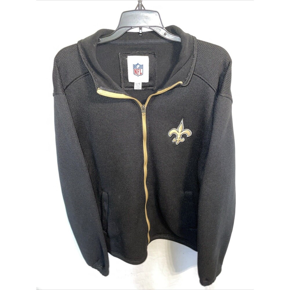 NFL Saints Men’s Full Zip Jacket Size Large Black Windbreaker Gameday Football